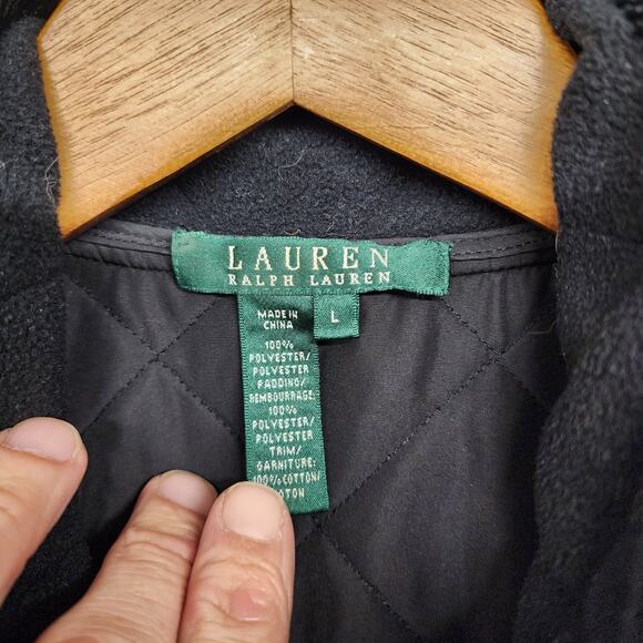 Ralph Lauren LRL Vest Women Large Black Hunting Shooting Corduroy Shoulder Patch - Picture 3 of 10